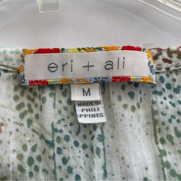 Anthropologie Eri + Ali Briony Batwing Sleeve Top Green, Orange, Blue and Ivory - Picture 15 of 16